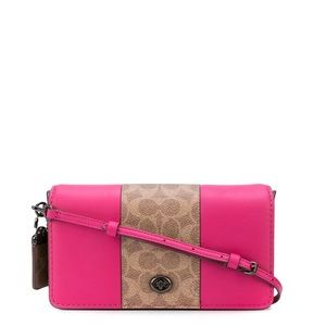 Coach Dinky Signature Blocking Tan Bright Pink